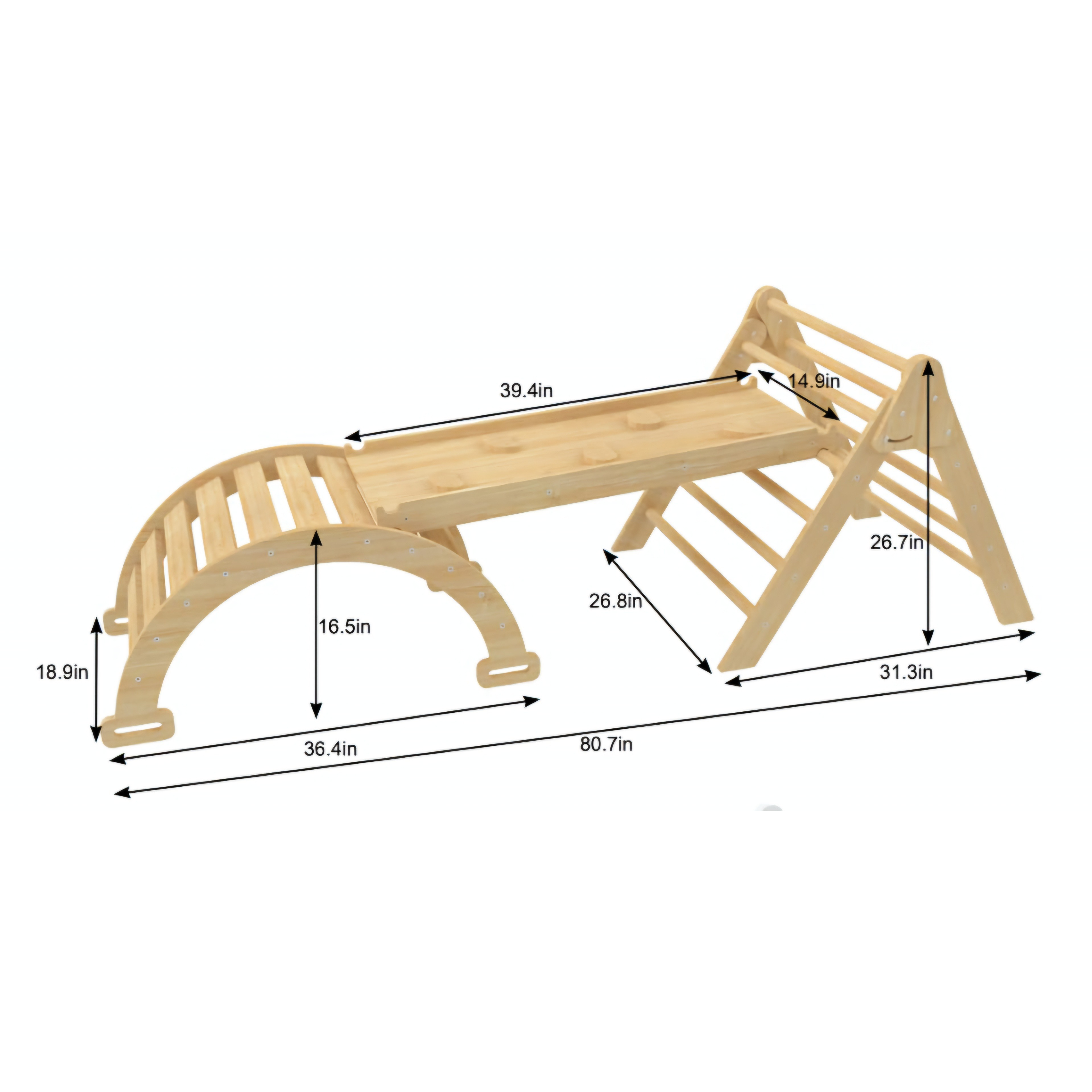 Hazel | Pikler Triangle, Slide & Rocker Set
